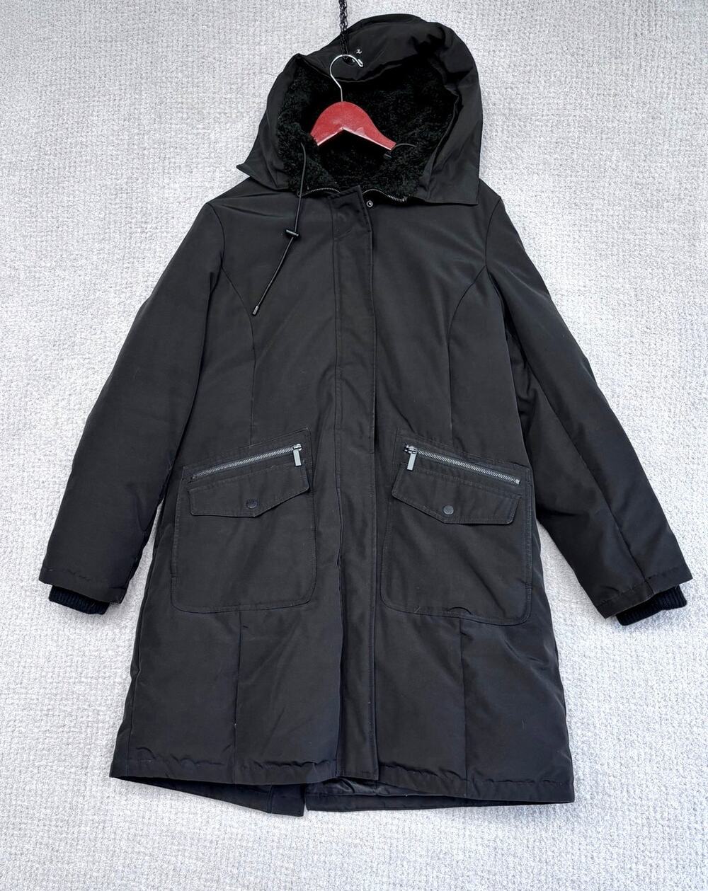 French Connection Women's Black Parka Coat Size XL #79606